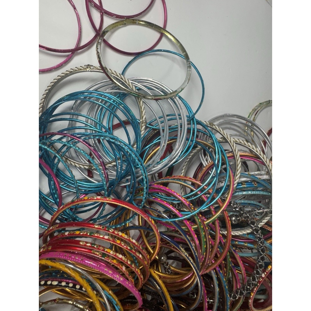 500pc Indian Bollywood Bangle Bracelet Lot Rhinestone Small 2.25-2.625" - Picture 6 of 15